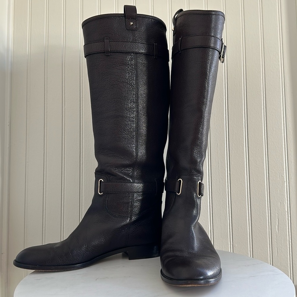 Christian Dior Leather Riding Boots Brown